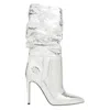 Paris Texas Python-embossed Slouchy Stiletto Boots