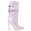 Paris Texas 105mm Snakeskin-effect Metallic Boots In Pink