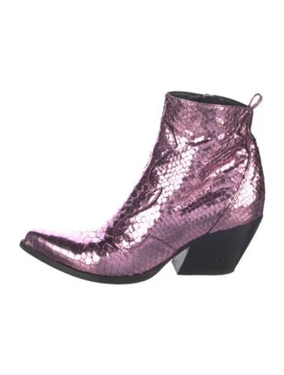 Pre-owned Paris Texas Python Western Boots In Purple