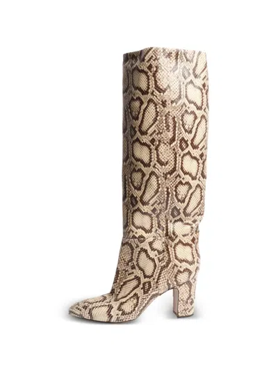 Pre-owned Paris Texas Python-effect Leather Knee-high Boots In Neutral