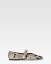 Paris Texas Ballet Flats In Natural Python-printed Leather In Multi