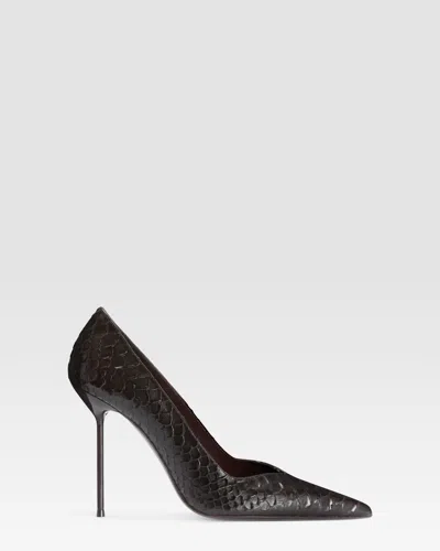 Paris Texas Python-print Leather Pump In Burgundy