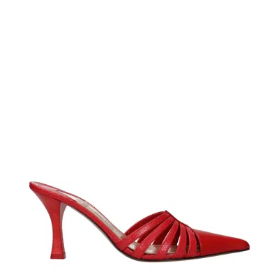 PARIS TEXAS RED LEATHER STILETTO HEELS SANDALS