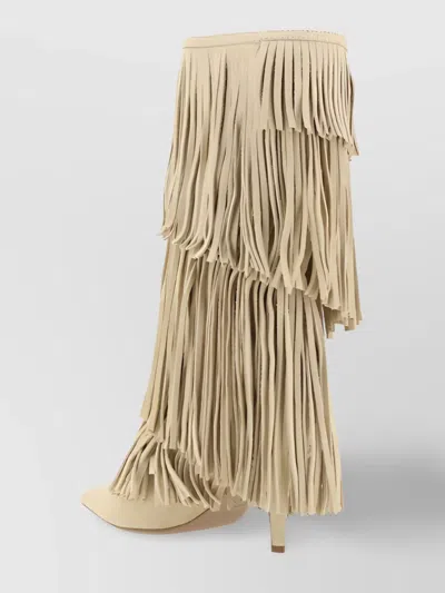 Paris Texas Refined Suede Fringe Jessie Boots In White