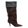 Paris Texas Ines Reverse Suede Mid-calf Boots In Brown