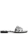 Paris Texas Zebra-print Flat Sandals In Schwarz