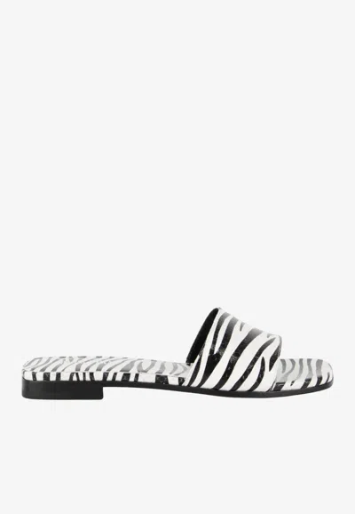 Paris Texas Rosa Zebra Print Flat Sandals In Gray