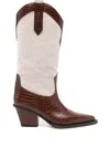 Paris Texas Crocodile-effect Leather And Canvas Rosario Western Boots Wi In Brown