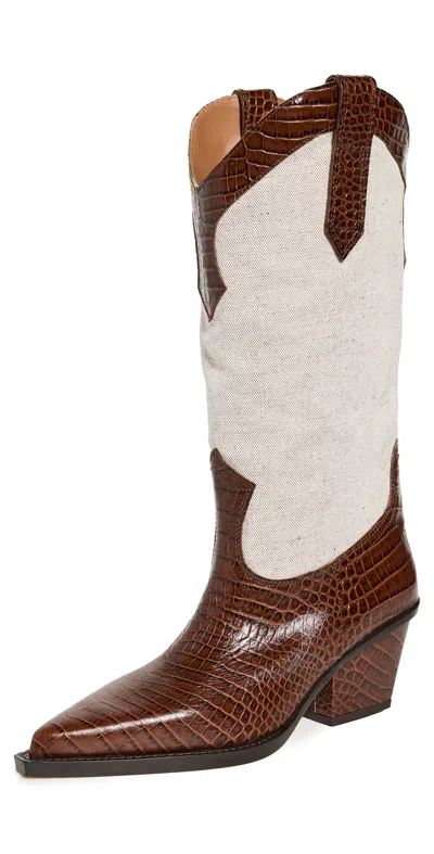 Paris Texas Rosario Mixed Media Western Boots In Cioccolato-brown Naturale