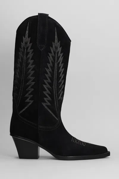 Paris Texas Rosario Texan Boots In Black Suede In Beige