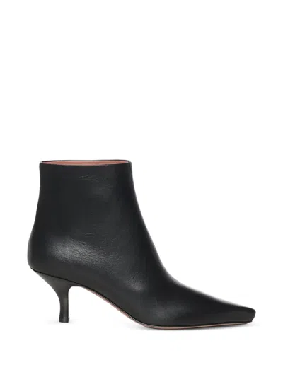 Paris Texas Rose Leather Ankle Boots In Black