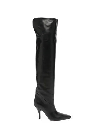 Paris Texas Rose Pointed-toe Over-the-knee Boots In Black