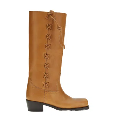 Paris Texas Brown Calf Leather Bos Taurus Lace-up Boots In Multi