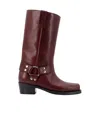 Paris Texas Studded Leather Block Heel Mid-calf Boots In Burgundy