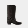 Paris Texas Roxy Brushed Leather Boots In Black