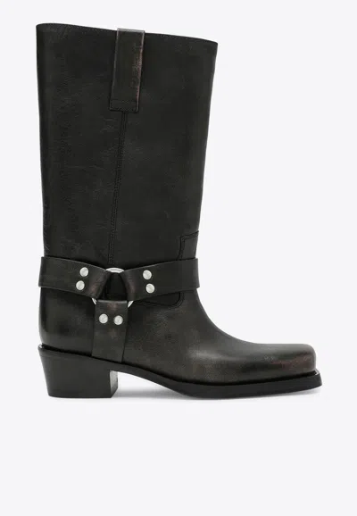 Paris Texas Roxy 45 Brushed Leather Mid-calf Boots In Black