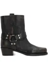 Paris Texas 'roxy' Black Western Style Ankle Boots With Brown Nuances In Black