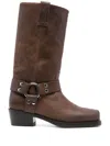 Paris Texas Roxy Leather Block Heel Mid-calf Boots In Brown