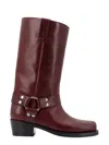 Paris Texas Studded Leather Block Heel Mid-calf Boots In Burgundy