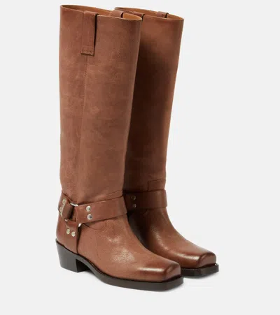 Paris Texas Roxy Leather Knee-high Boots In Braun