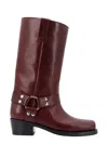 Paris Texas Studded Leather Block Heel Mid-calf Boots In Burgundy