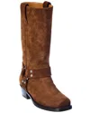 Paris Texas Waxed Suede Mid-calf Boots With Squared Toe In Brown