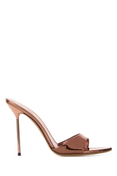 Paris Texas Bronze Leather Lidia Mules In Brown