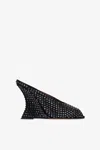 Paris Texas Sabots In Black Satin With Crystals. In Black