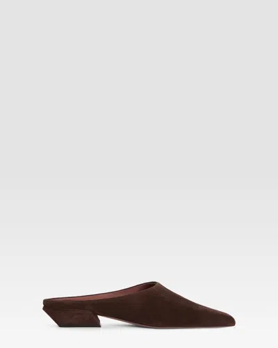 Paris Texas Sabots In Ebony Calf Suede Leather In Brown