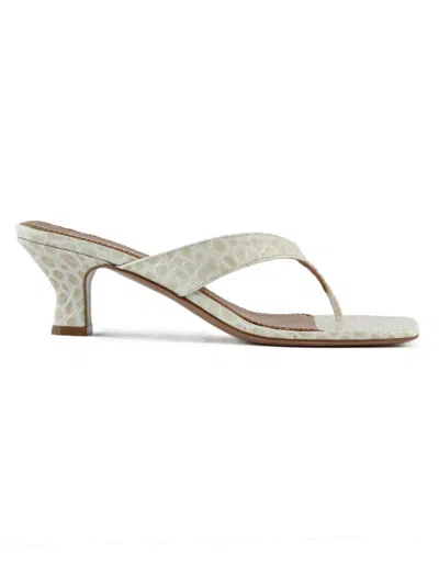 Paris Texas Sandal In Black Croc-embossed Leather In Carbone