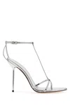 Paris Texas Lidia T Leather T-strap High Heel Sandals In Silver