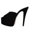 Paris Texas Peep Toe Mules With Stiletto Heel In Nero Scuri