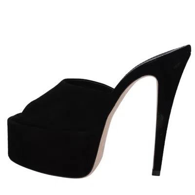 Paris Texas Peep Toe Mules With Stiletto Heel In Black