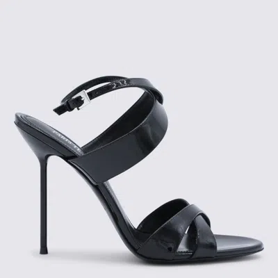 Paris Texas Lidia Black Sandals With High Stiletto Heel And Criss-crossed Ankle Strap In Patent Leather Woman