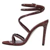 Paris Texas Holly Zoe Embellished Ankle Strapped Sandals In Marrone Scuri