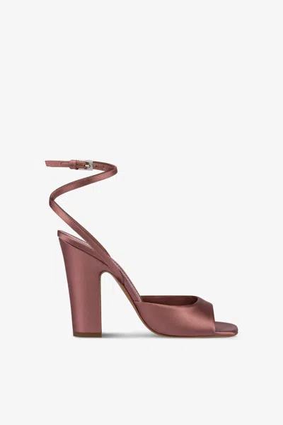Paris Texas Sandals In Dark Phard Satin In Brown