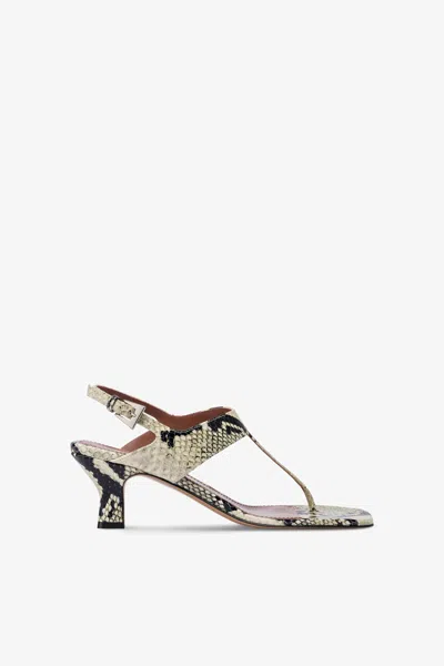 Paris Texas Sandals In Natural Python-print Leather