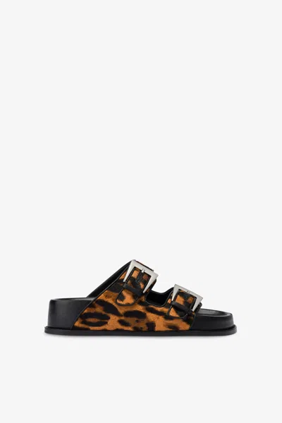 Paris Texas Sandals In Orange Leopard-print Cowhide