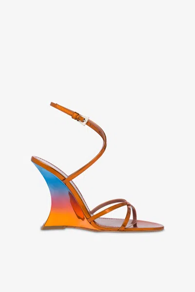 Paris Texas Sandals In Orange Sunset Mirror-effect Leather In Burgundy
