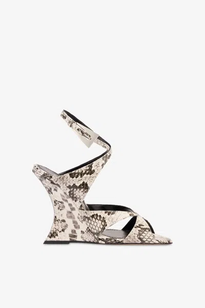 Paris Texas Sandals In White Python-print Leather In Animal Print