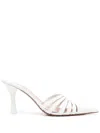 Paris Texas Leather Strappy Stiletto Sandals With Pointed Toe In Neutral