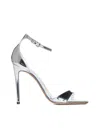 Paris Texas 105mm Stiletto Mirror Leather Sandals In Silver