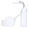 Paris Texas Tatiana Patent Leather Platform Sandals In Bianco Neutri