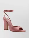 Paris Texas Satin Covered Heel Sandals With Squared Toe In Pink
