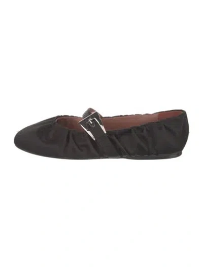 Pre-owned Paris Texas Satin Mary Jane Flats W/ Tags In Black
