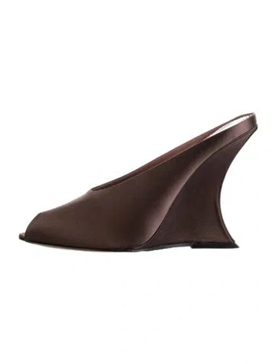 Pre-owned Paris Texas Satin Mules In Brown