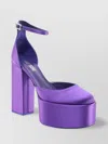 Paris Texas Satin Round Toe Platform Sandals