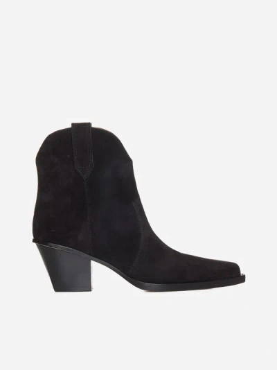 Paris Texas Sedona Suede Ankle Boots In Off Black