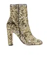 Paris Texas Pointed Toe Sequined Ankle Boots With High Block Heel In Brown