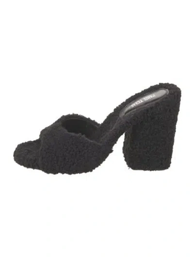 Pre-owned Paris Texas Shearling Slides In Black